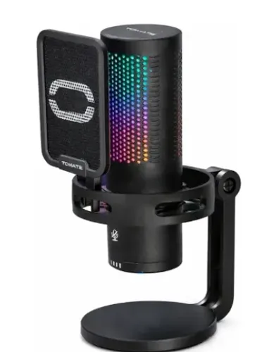 Microfone Gamer Condensador Rgb Preto Mt-1090r