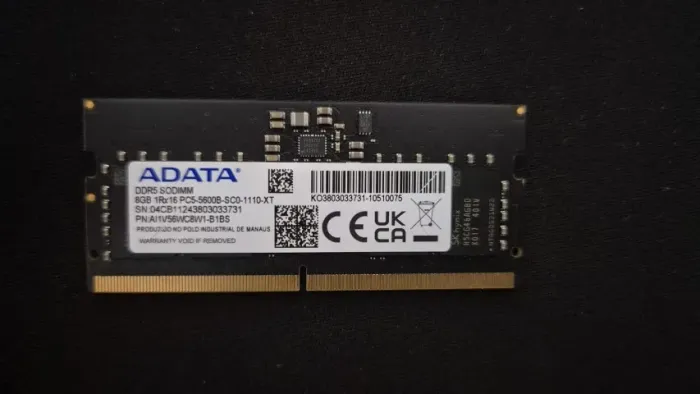 Memória RAM ADATA 8GB DDR5 5600MHz SODIMM para Notebook