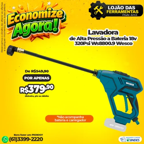 Lavadora de Alta Pressão 18v a Bateria 320Psi Ws8800.9 Wesco