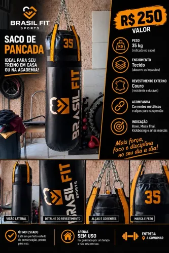 Saco de Pancada Brasil Fit 35kg com correntes