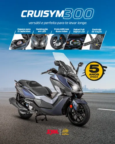 DAFRA CRUISYM 300 2026 ABS | 24 x SEM ENTRADA NO CARTÃO | 5 Anos de Garantia 