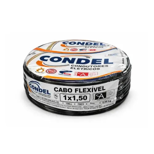 Cabo Flexível 450/750 V 1 x 1,50 mm² Rolo 100 m Todas cores azul preto vermelho verde