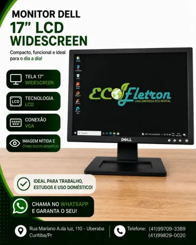 Monitor Dell 17 Polegadas Widescreen Conexão VGA Ótimo Estado 