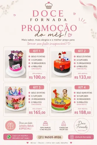 Kit festa bolos e doces