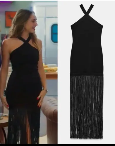 Vestido com franja