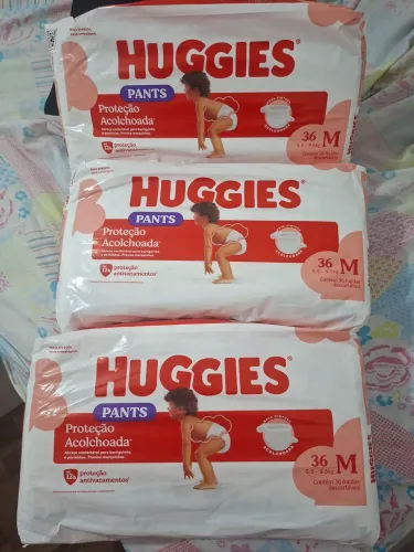 3 Pacotes Huggies Pants M - 108 Fraldas - Novas
