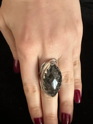 Anel de Prata com Pedra Preta