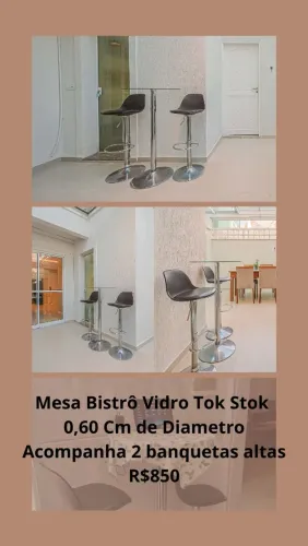 Mesa bistrô alta com duas banquetas