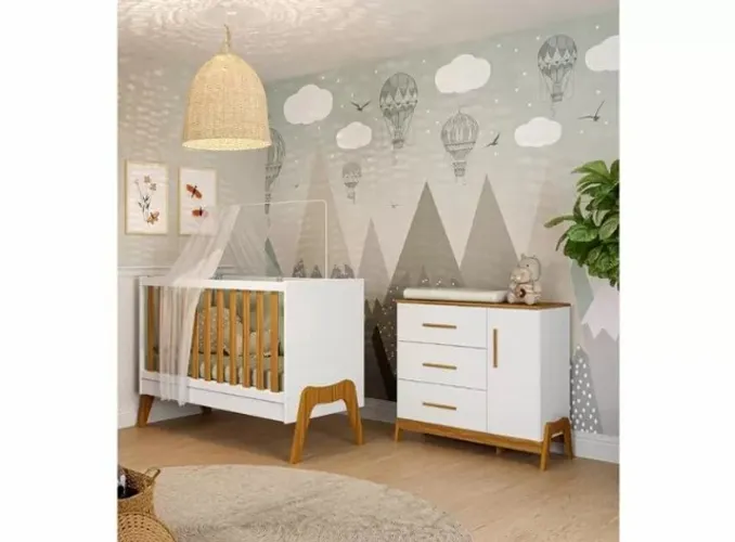 Comoda Guti + Berço Americano Guti, 100% MDF - Peroba