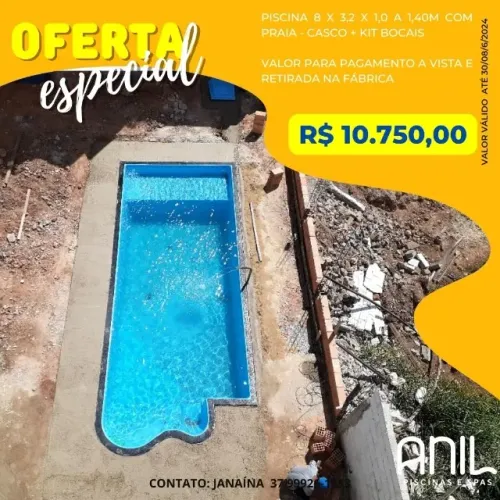 Ja - Piscina 8 metros com praia 