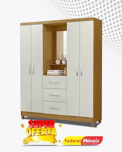 Guarda Roupa Solteiro 4 Portas 3 Gavetas Super Lindo Fazemos Entrega
