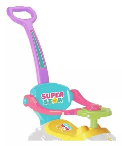 Mega Car Com Empurrador super star rosa Homeplay