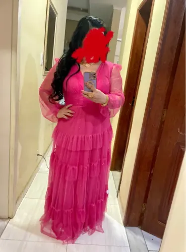 Vestido de festa, rosa pink, com brilho, lindo!
