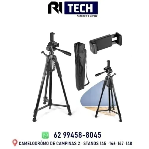 Tripé para Câmera e Celular Smartphone 1,5m Portátil Compacto