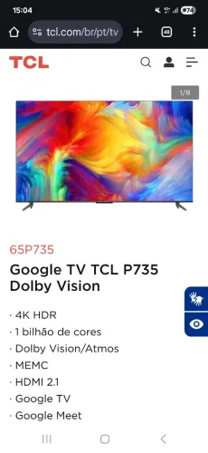 Smart TV TCL 65P735 Google TV Dolby Vision
