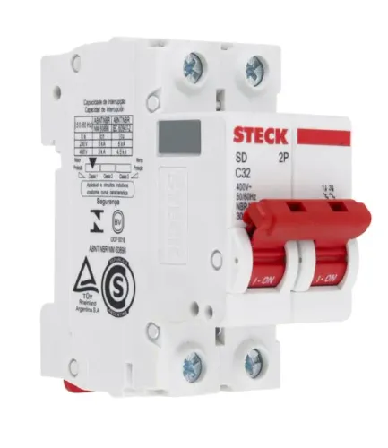 3 três Disjuntores STECK CURVA bipolar 2P 32A 400V na caixa