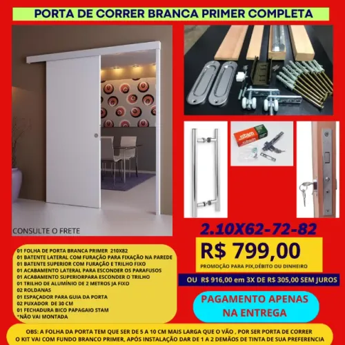 porta modelos tag de correr para quarto 2.10x82 frete a/c