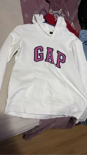 Moletom GAP Branco com Logo Rosa