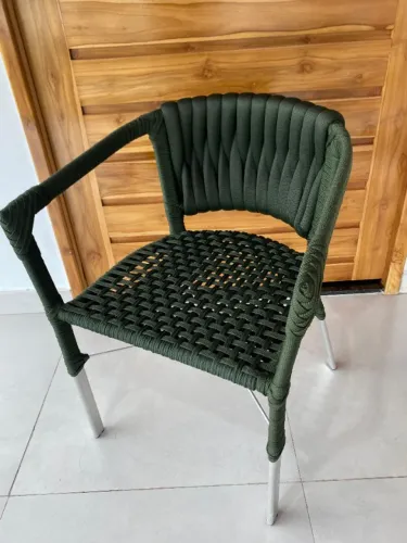 Poltrona Havaí em Corda Náutica e Tricô Náutico.