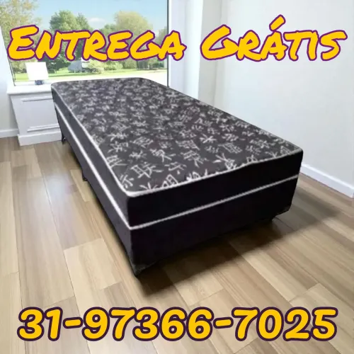 CAMA BOX SOLTEIRO NOVAS / 6CM DE ESPUMA D33 / ENTREGA GRÁTIS