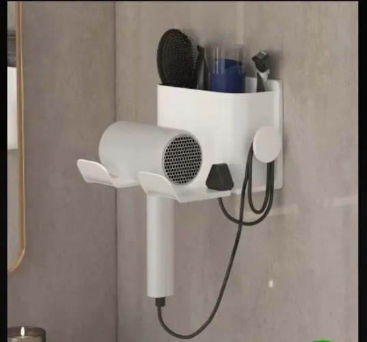Suporte para secador de cabelo e acessórios