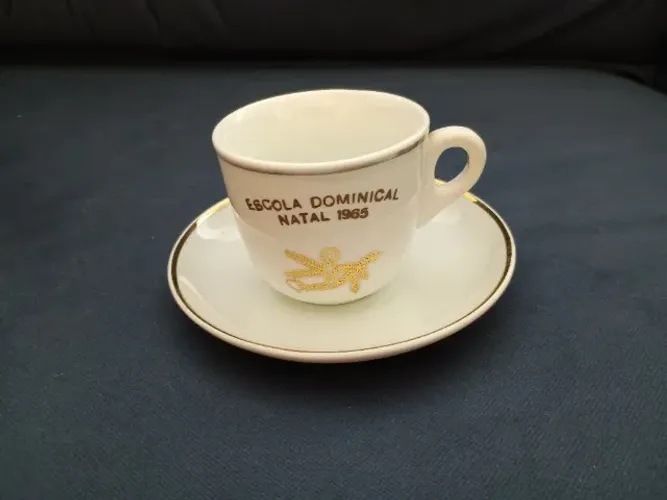 Xícara antiga Porcelana Schmidt - Escola Dominical Natal 1965