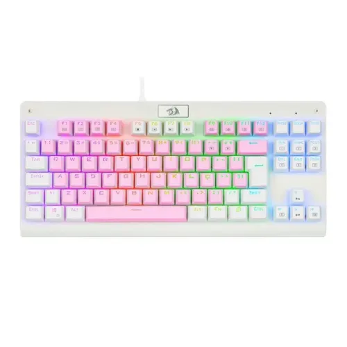 Teclado Mecânico 80% Redragon Dark Avenger Pink/White Rainbow Switch Blue - WZetta