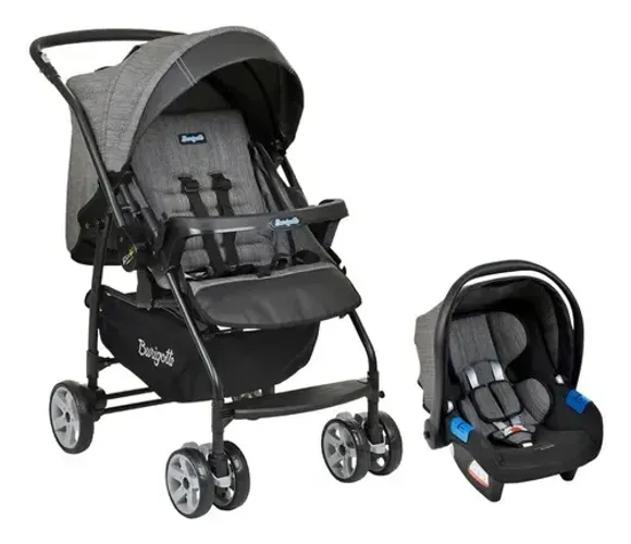 Burigotto Carrinho de Bebê com Bebê Conforto Rio K, Mesclado Preto