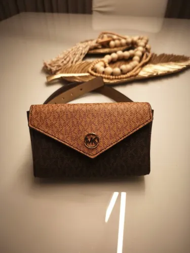 Cinto Pochete Michael Kors Original Brown Signature Logo EUA