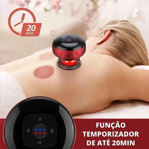 Aparelho de Ventosaterap Elétrico Recarregável - Massagem Termoterápica com 12 Níveis