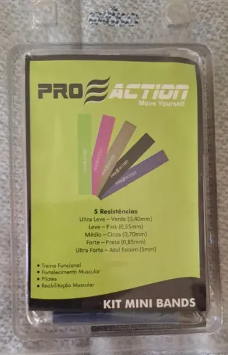 Kit Mini Bandas de Resistência ProAction - 5 Níveis. NOVÍSSIMA! USADA APENAS 1VEZ!!