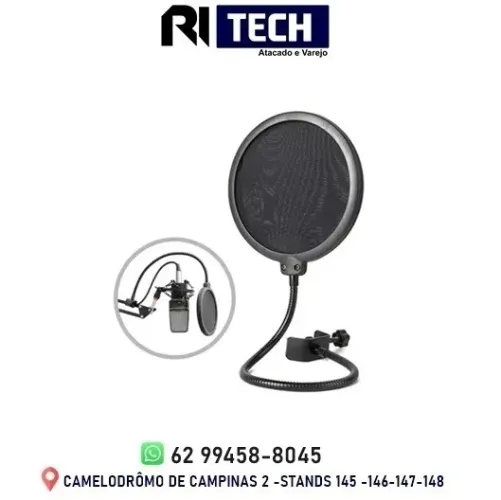 Pop Filter Tela Anti Sopro Ajustável Para Microfone Knup Anti Puff Estudio
