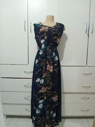 Vestido Longo Floral Azul