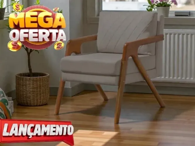 Poltrona Em Linho BEGE ENTREGA HOJE