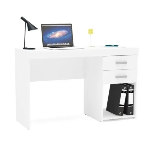Mesa com 2 gavetas na cor branca 
