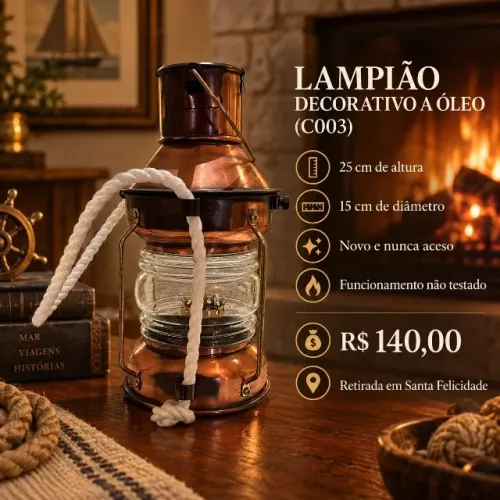LAMPIÃO DECORATIVO A ÓLEO - ESTILO NÁUTICO (C003)
