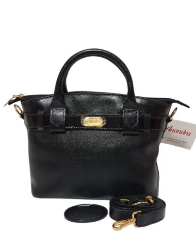 Bolsa Feminina Transversal/Mão Em Couro Legítimo Anandra Cor Preta 