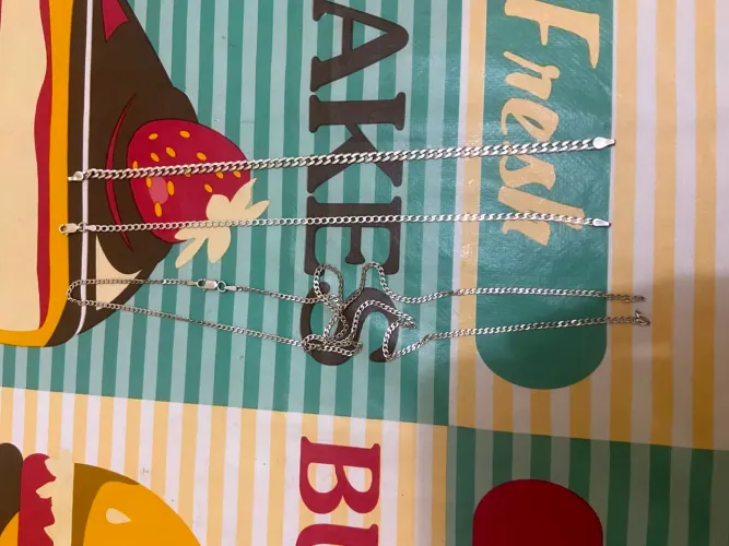 1 cordão e 2 pulseiras de prata 925