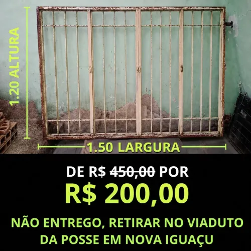Janela 1.20 por 1.50 ferro maciço com vidro usada