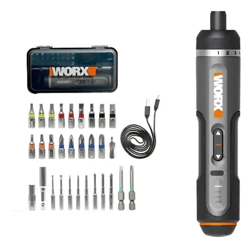 Parafusadeira WORX WX242 de 0 à 320 rpm Sem Fio + Bits + Maleta. Profissional