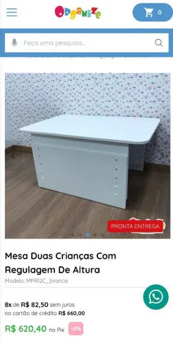 Mesa infantil com regulagem de altura