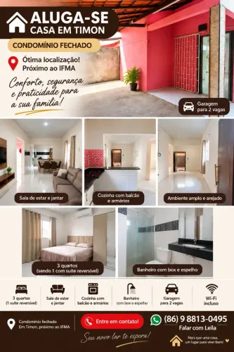 ALUGO CASA EM CONDOMÍNIO FECHADO EM TIMON