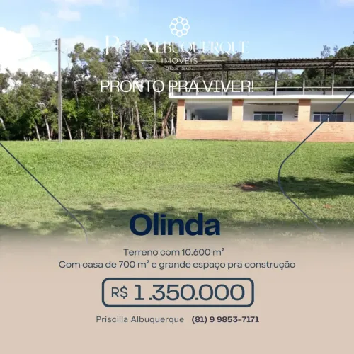 Oportunidade imperdível | Terreno com 10.600 m² em Olinda, com casa de 700 m² com 7 Qts e