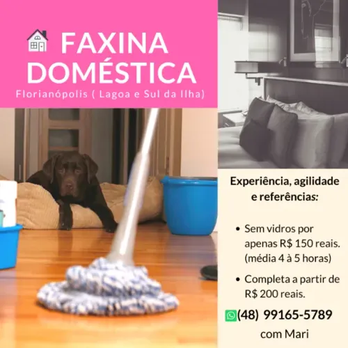 Faço faxina (no sul da ilha de Florianópolis)
