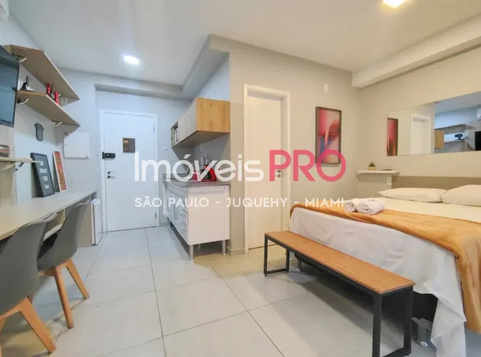 Studio na Bela Vista, decorado, equipado, com renda