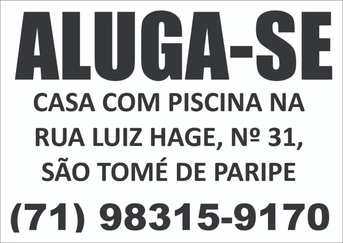 Aluga-se casa com piscina diária 350 reais mobiliada
