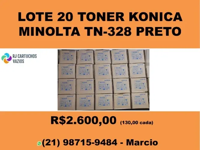 Lote 20 toner Konica Minolta TN328 preto novos originais lacrados