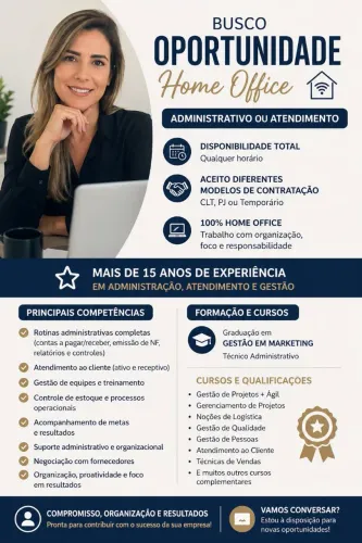Serviços Administrativos e Atendimento Home Office