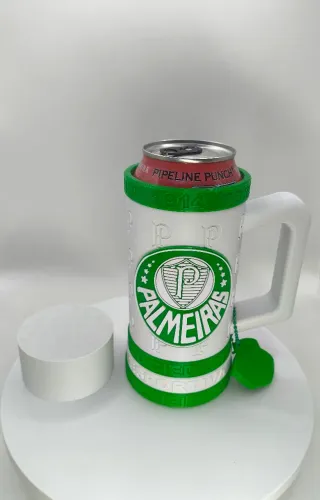 Porta Lata do Palmeiras, com Adaptador para 350ml e Tampa Abridor