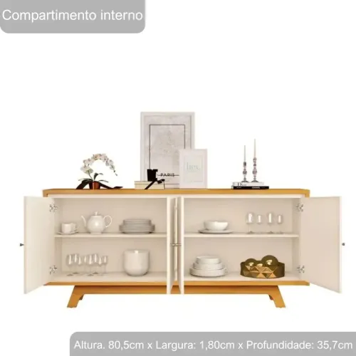 Buffet Altura. 80,5cm x Largura: 1,80cm x Profundidade: 35,7 cm